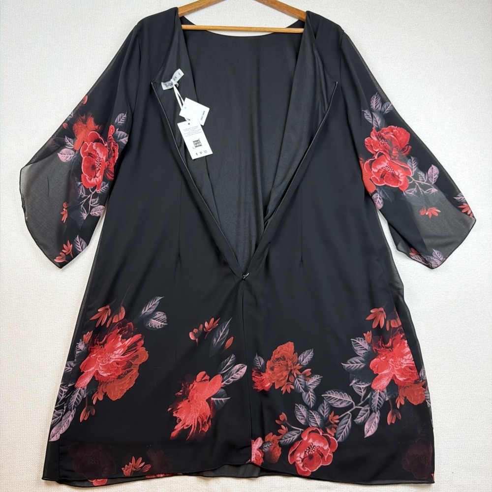 Grace Karin Floral Bell Sleeve Sheath Dress Size 3XL Lined Formal NWT Elegant - Picture 3 of 15